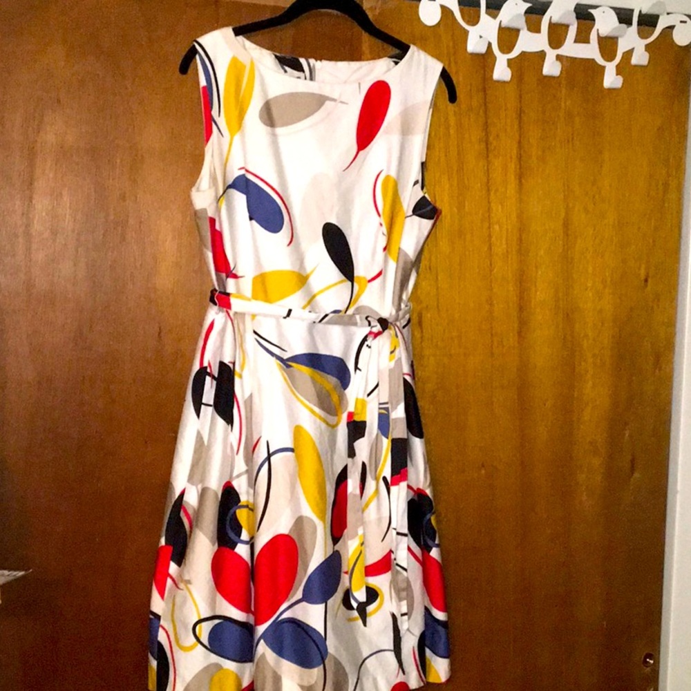 Fun Anne Klein Colorful Mod Print Dress Sz 14